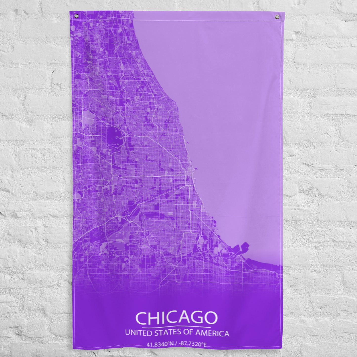 Chicago Purple and White Flag Map