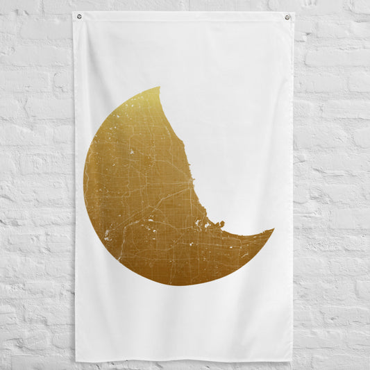 Chicago Gold on White Flag Map