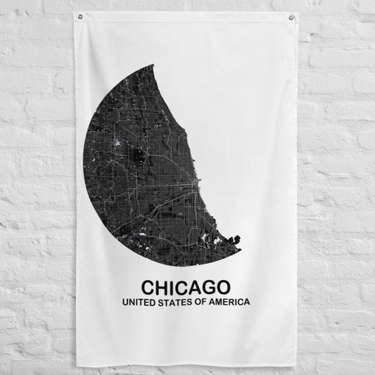 Chicago Circular Black Flag Map