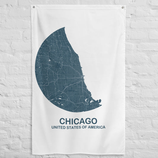 Chicago Circular Blue Flag Map