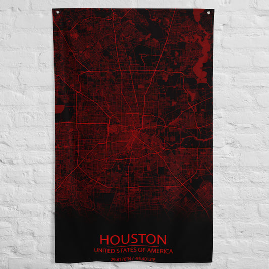 Houston Black and Red Flag Map