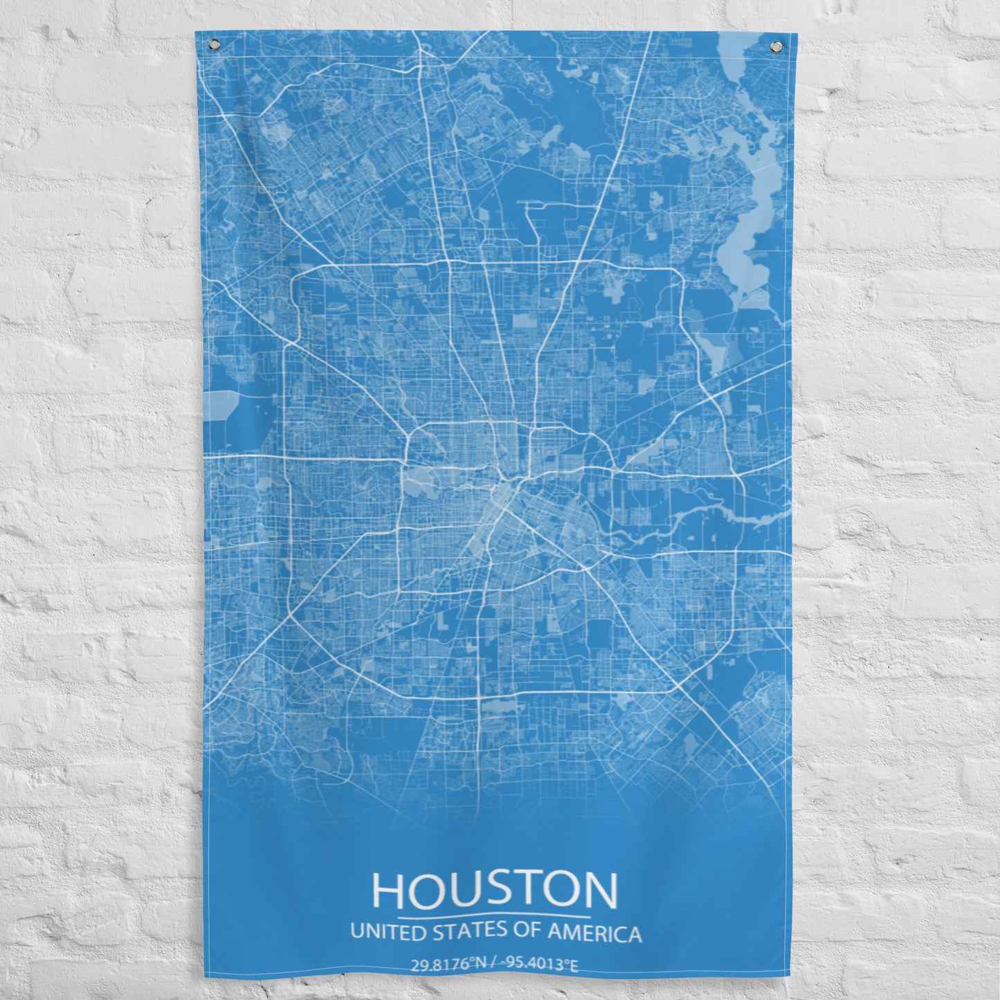 Houston Blue and White Flag Map