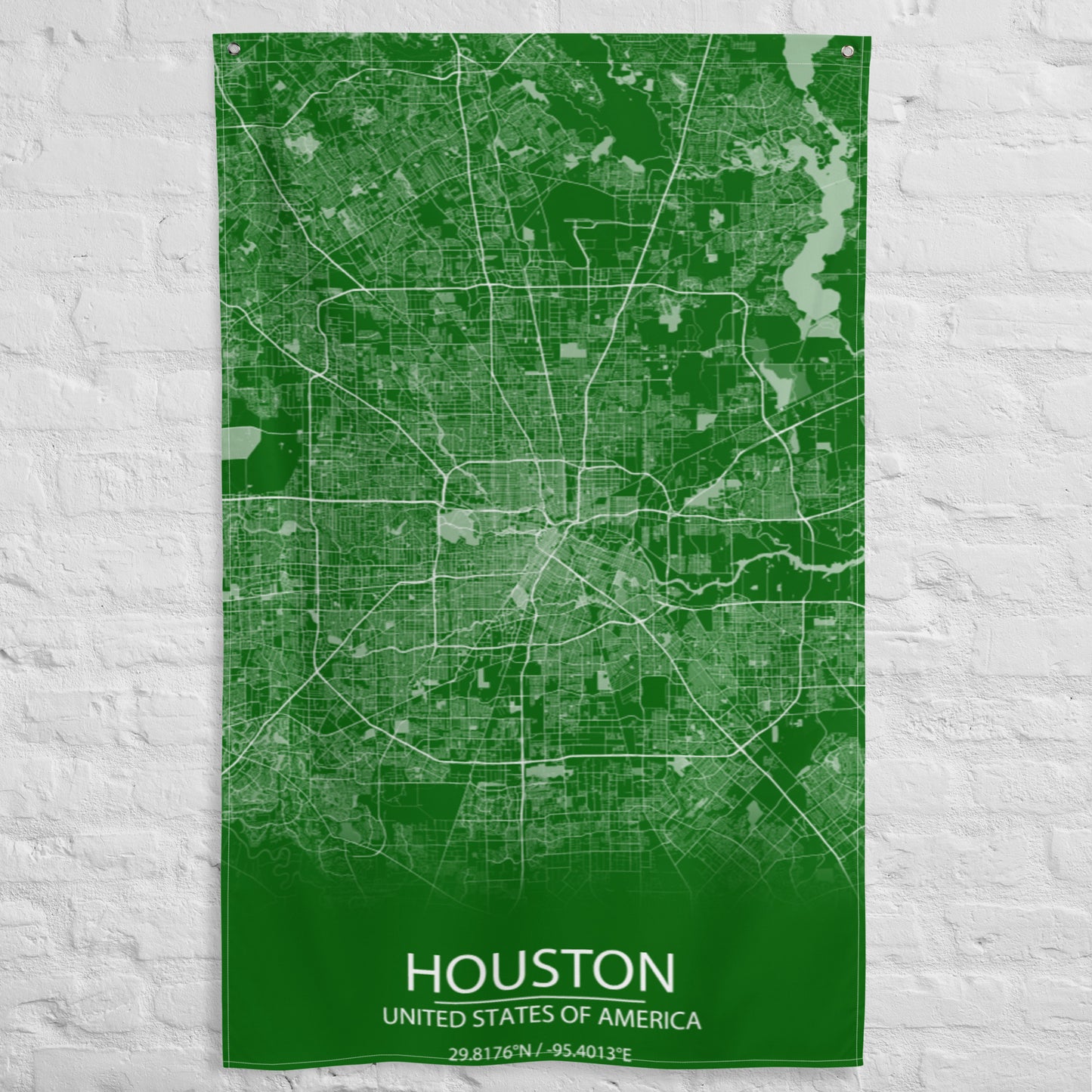 Houston Green and White Flag Map