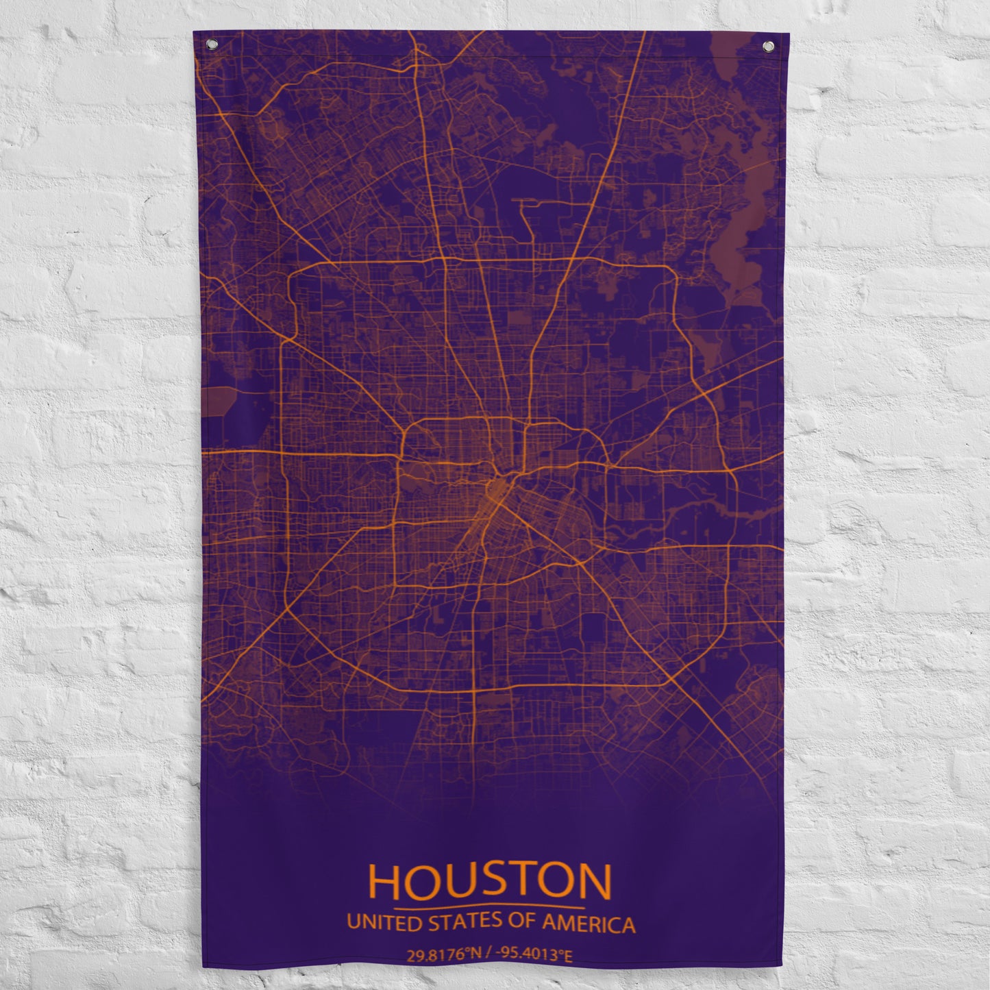 Houston Purple and Orange Flag Map