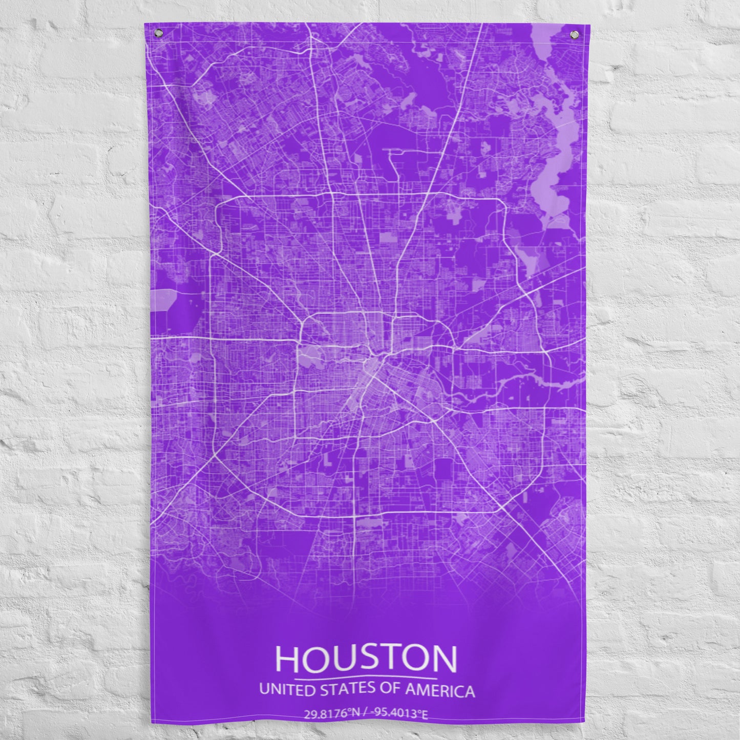 Houston Purple and White Flag Map