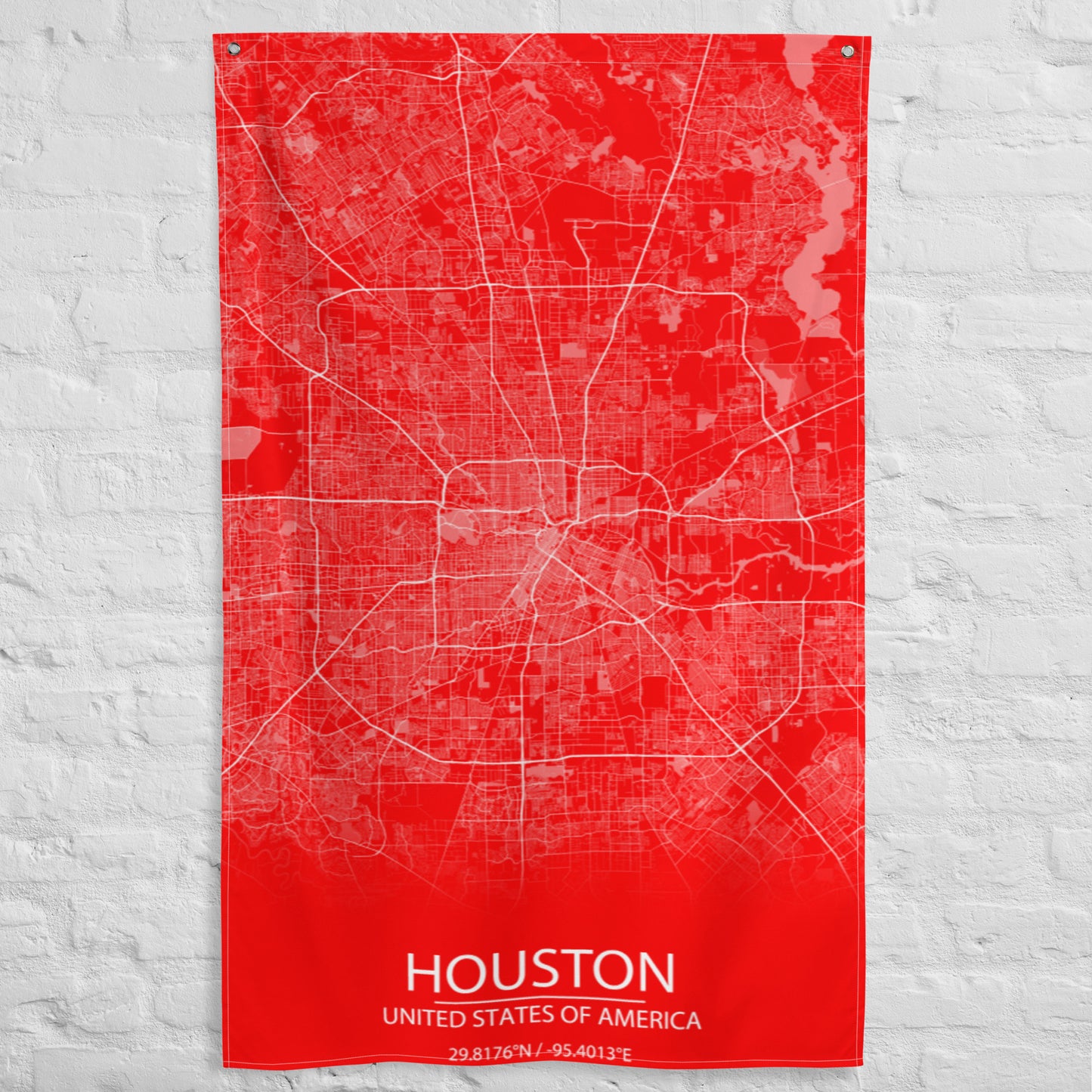 Houston Red and White Flag Map