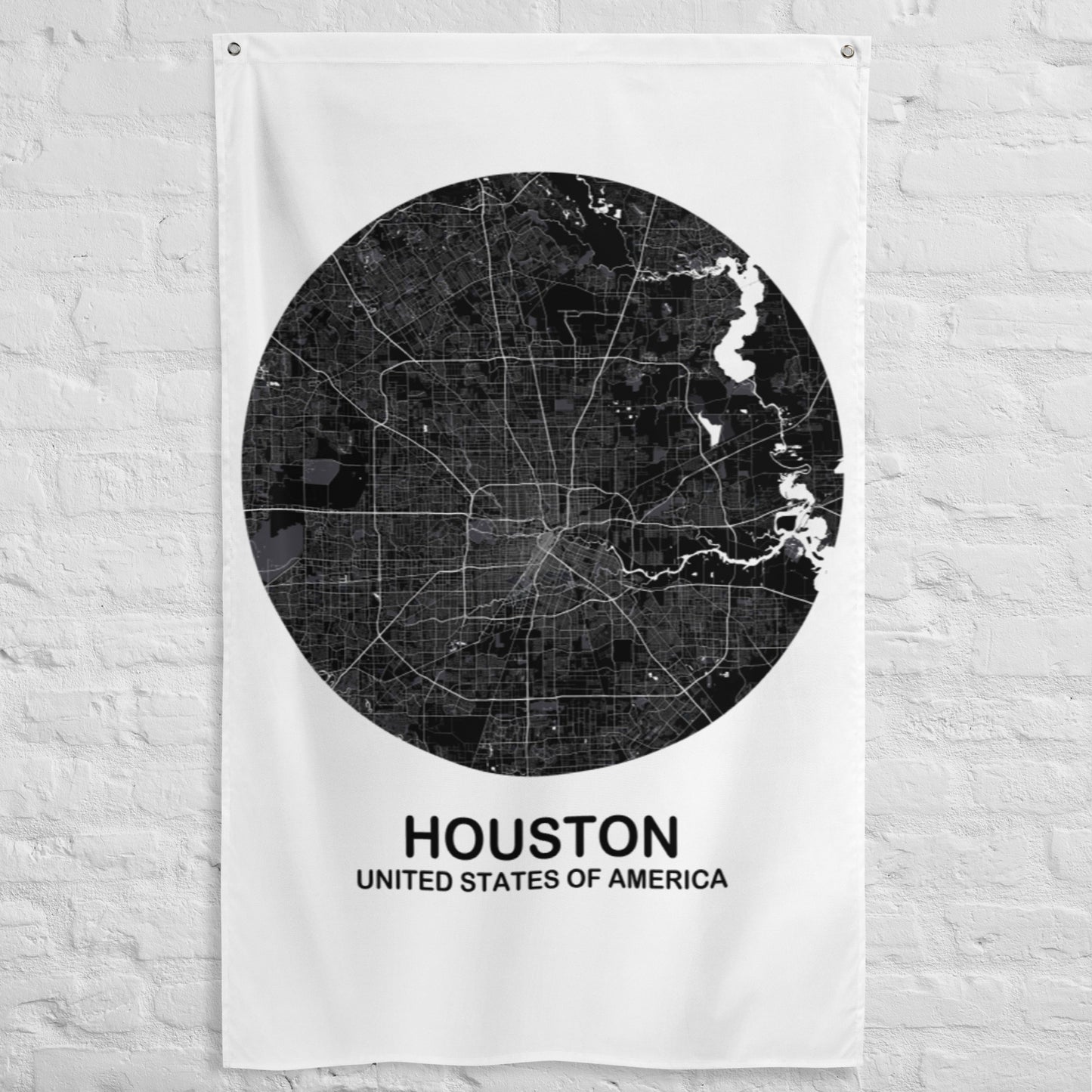 Houston Circular Black Flag Map