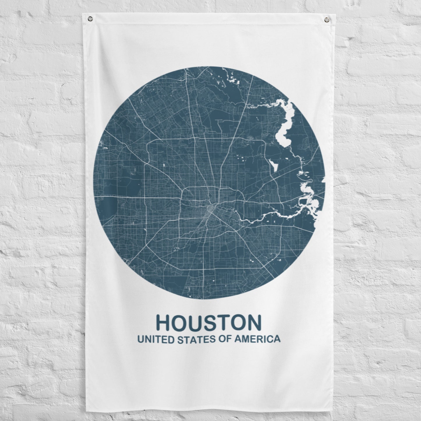 Houston Circular Blue Flag Map