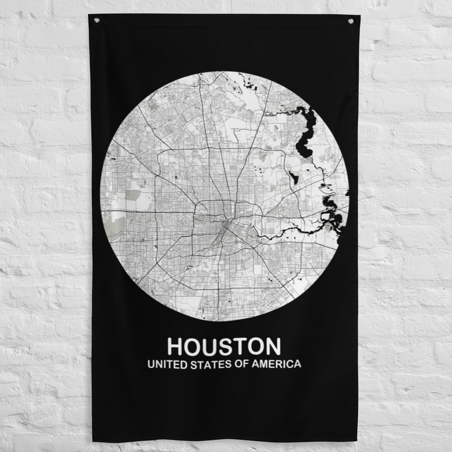 Houston Circular White Flag Map