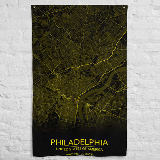 Philadelphia Black and Yellow Flag Map