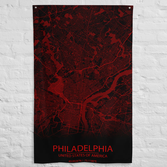 Philadelphia Black and Red Flag Map