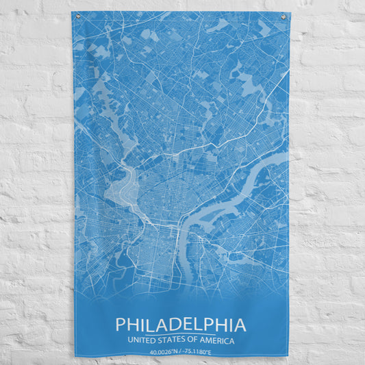 Philadelphia Blue and White Flag Map