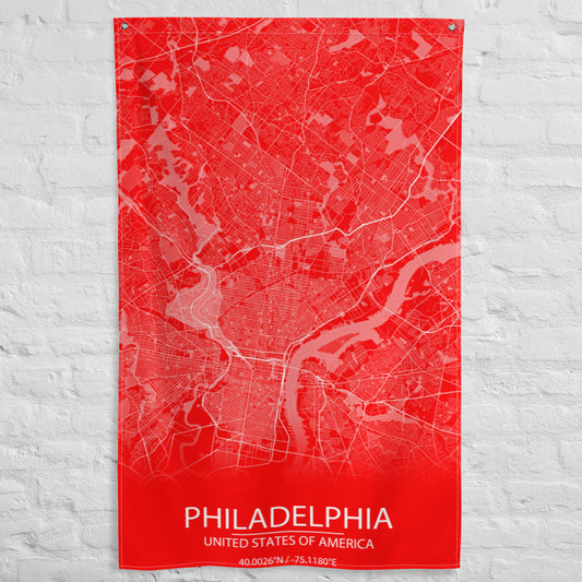 Philadelphia Red and White Flag Map