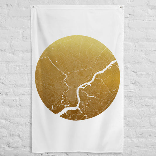 Philadelphia Gold on White Flag Map