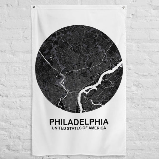 Philadelphia Circular Black Flag Map