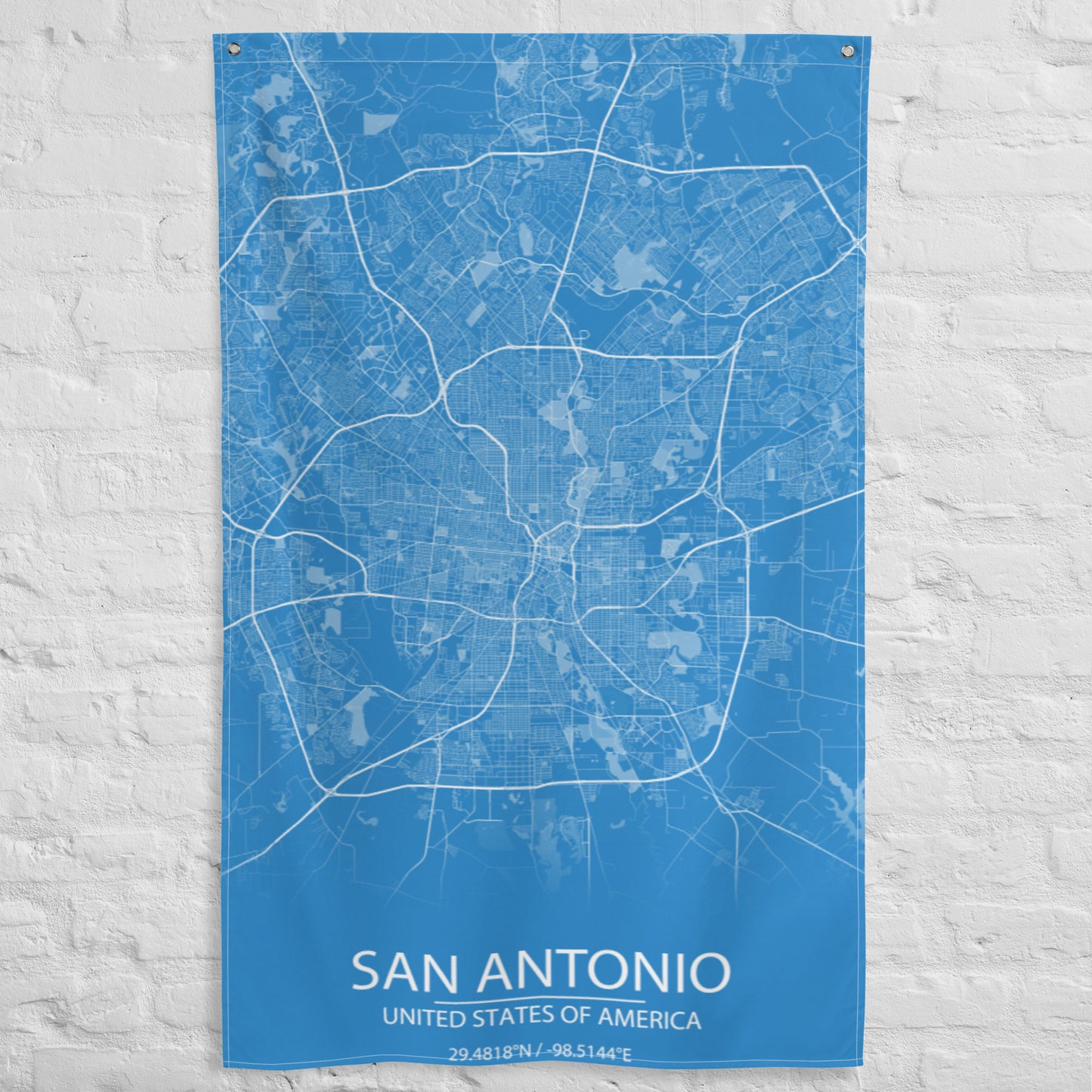 San Antonio Blue and White Flag Map