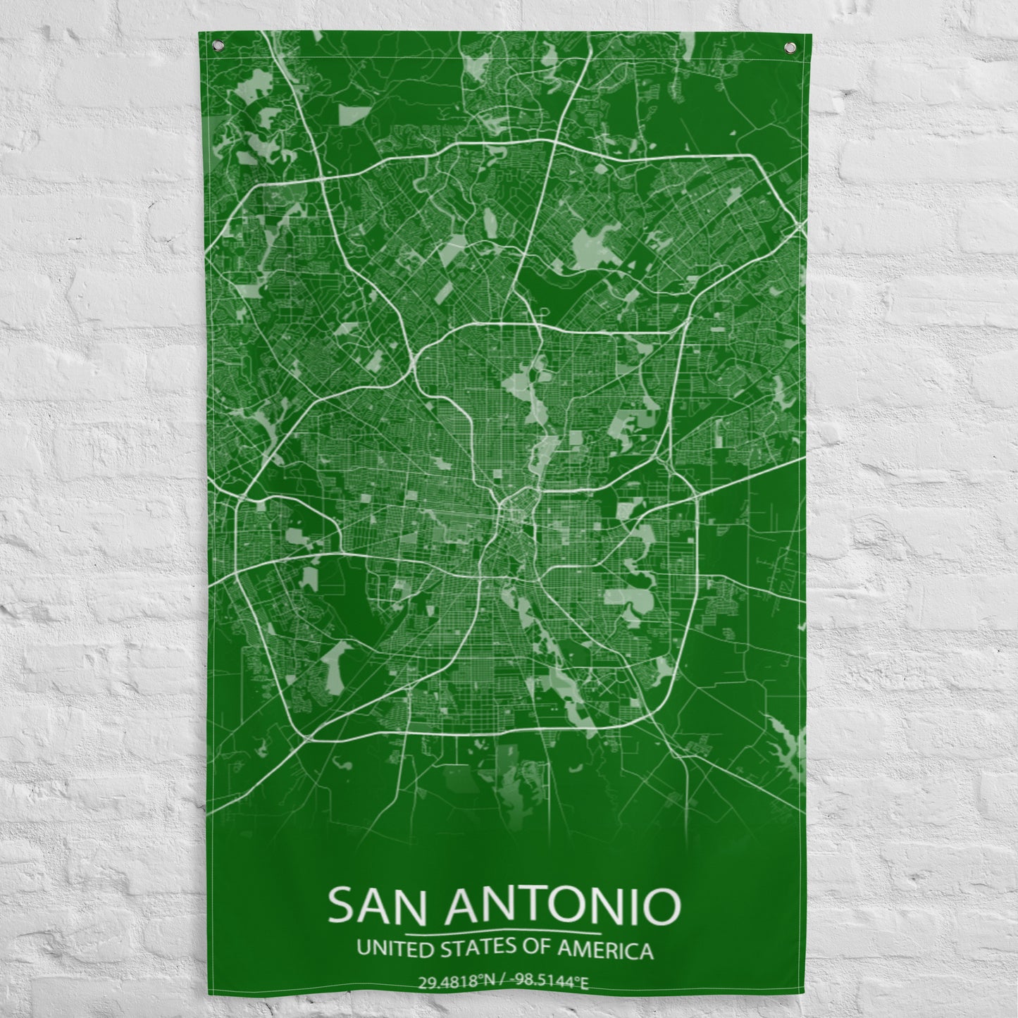 San Antonio Green and White Flag Map