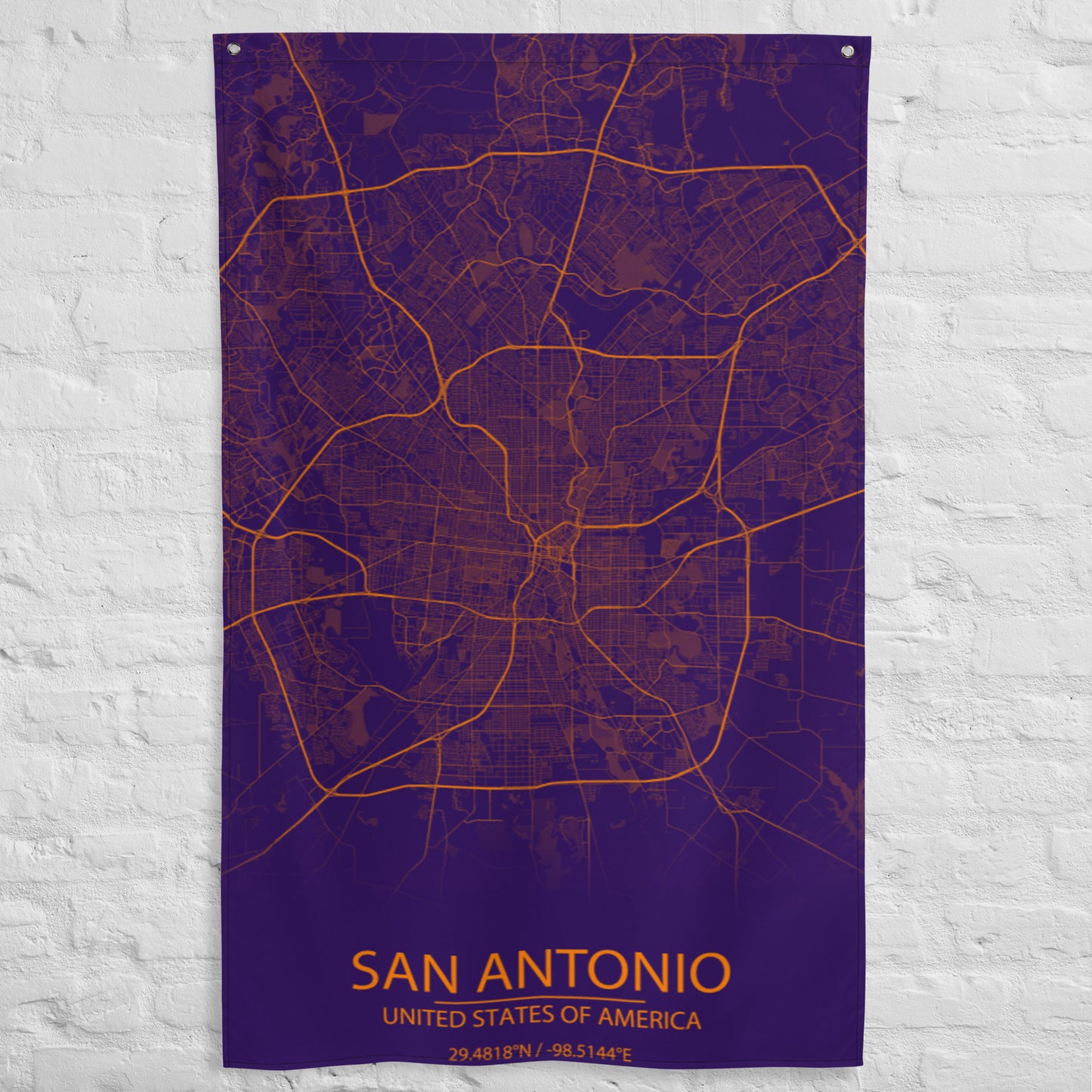 San Antonio Purple and Orange Flag Map