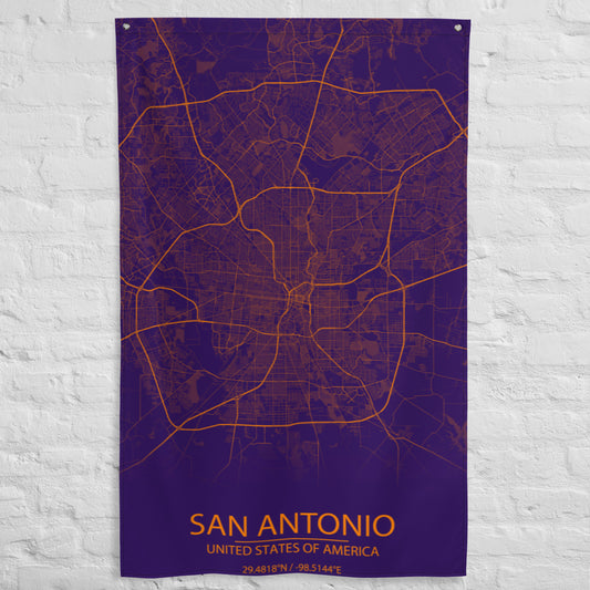 San Antonio Purple and Orange Flag Map