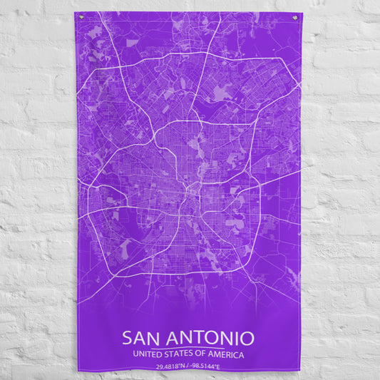 San Antonio Purple and White Flag Map