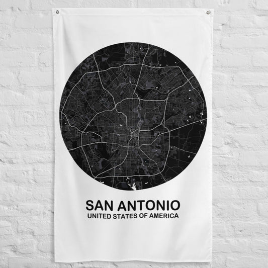 San Antonio Circular Black Flag Map