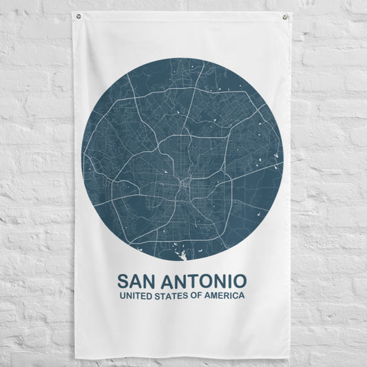 San Antonio Circular Blue Flag Map