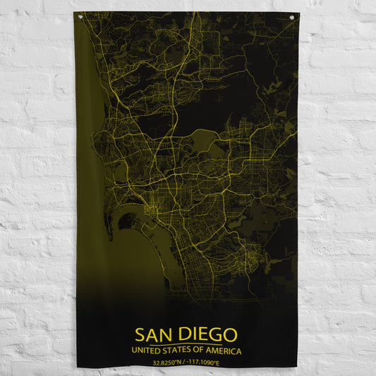 San Diego Black and Yellow Flag Map