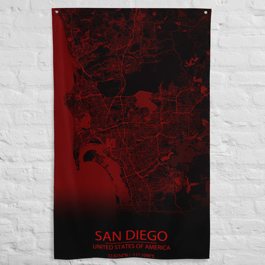 San Diego Black and Red Flag Map