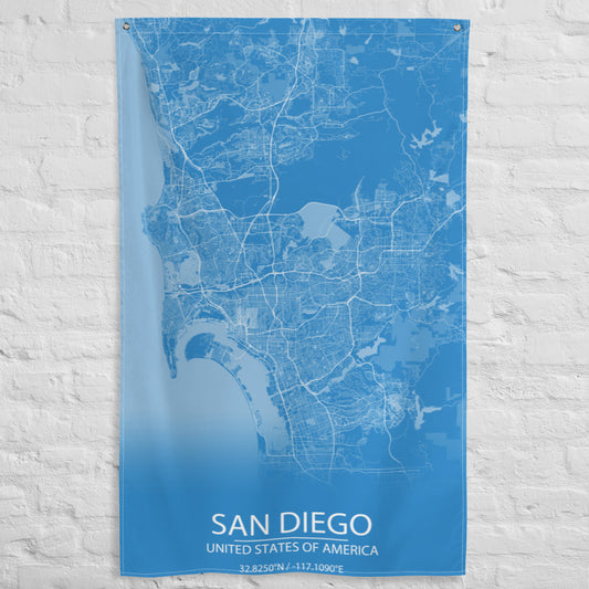 San Diego Blue and White Flag Map