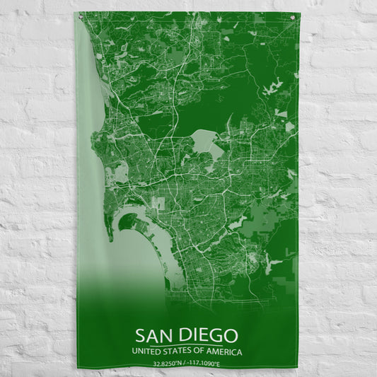 San Diego Green and White Flag Map