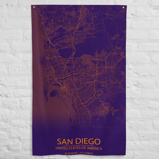 San Diego Purple and Orange Flag Map