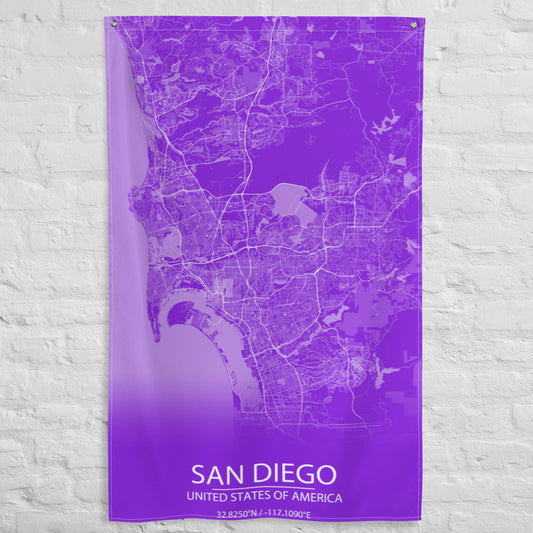 San Diego Purple and White Flag Map