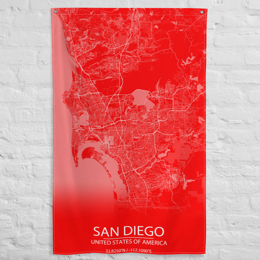 San Diego Red and White Flag Map