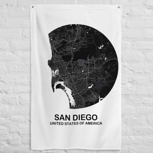 San Diego Circular Black Flag Map