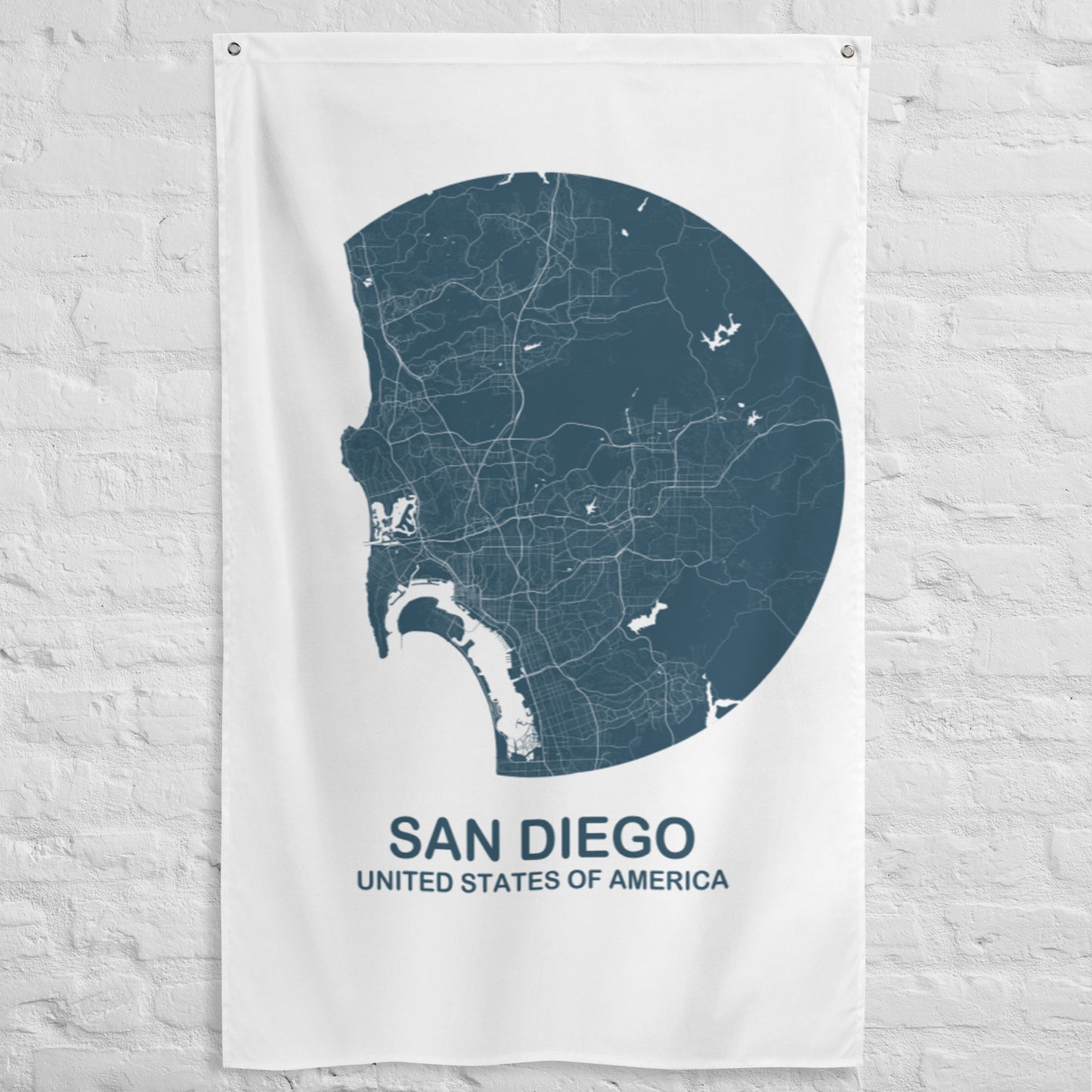 San Diego Circular Blue Flag Map