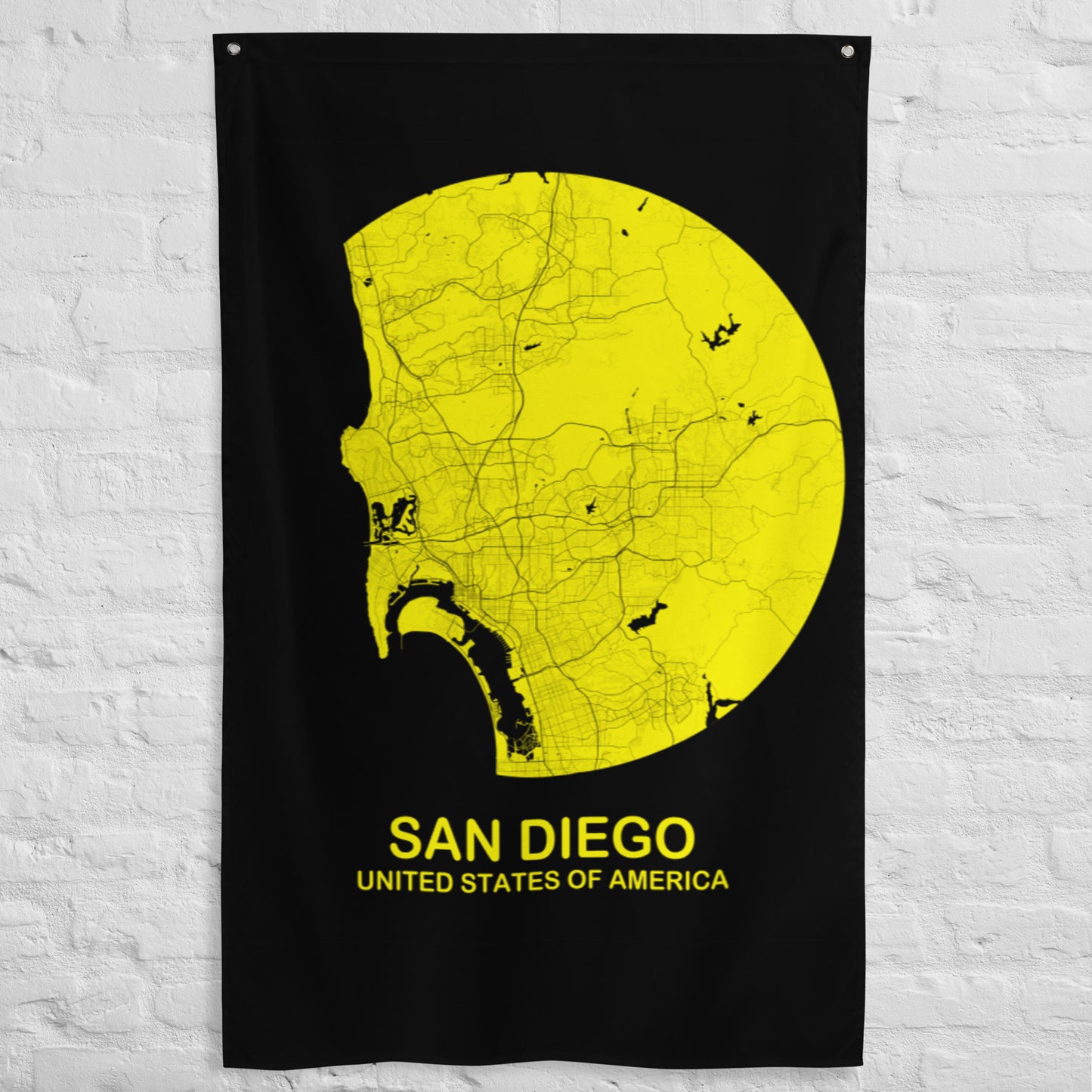 San Diego Circular Yellow Flag Map