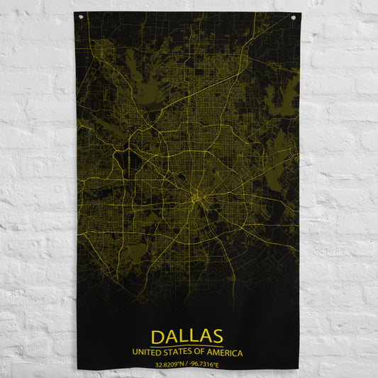 Dallas Black and Yellow Flag Map