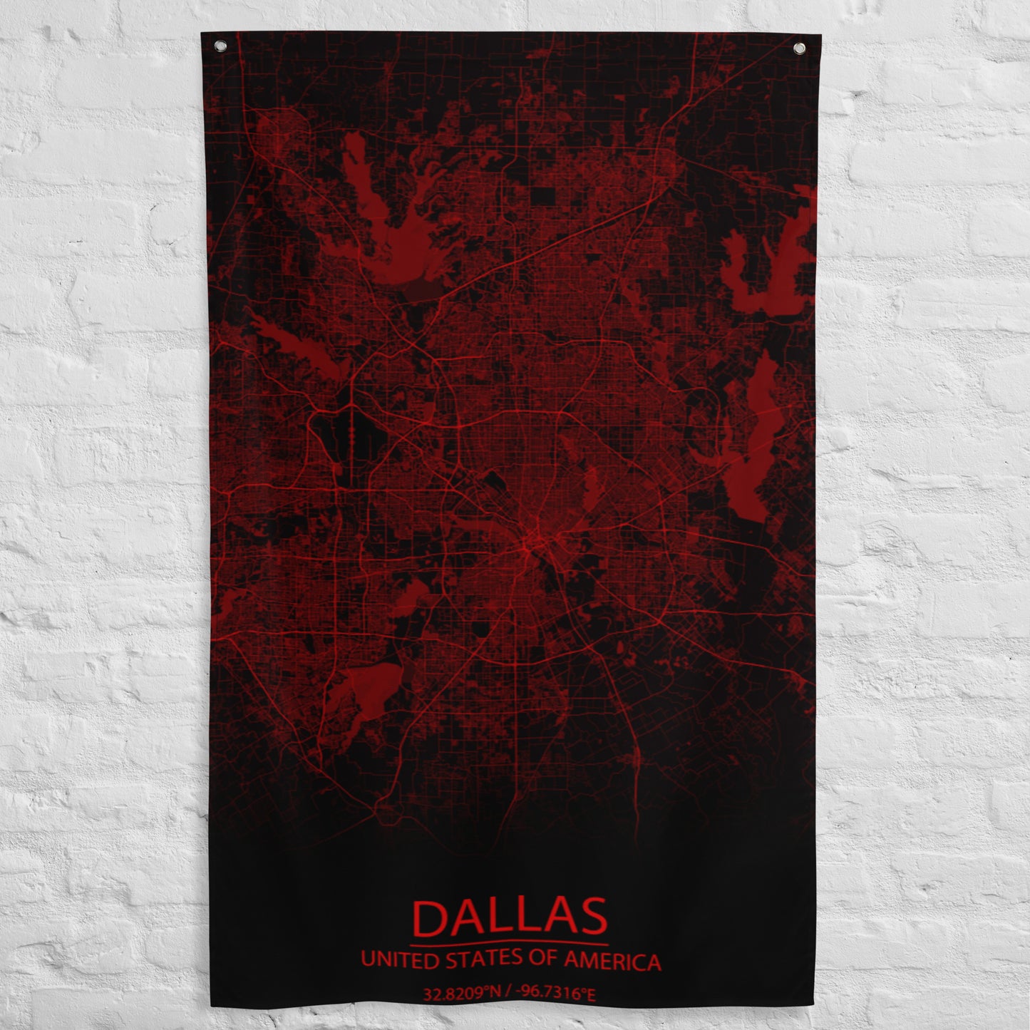 Dallas Black and Red Flag Map