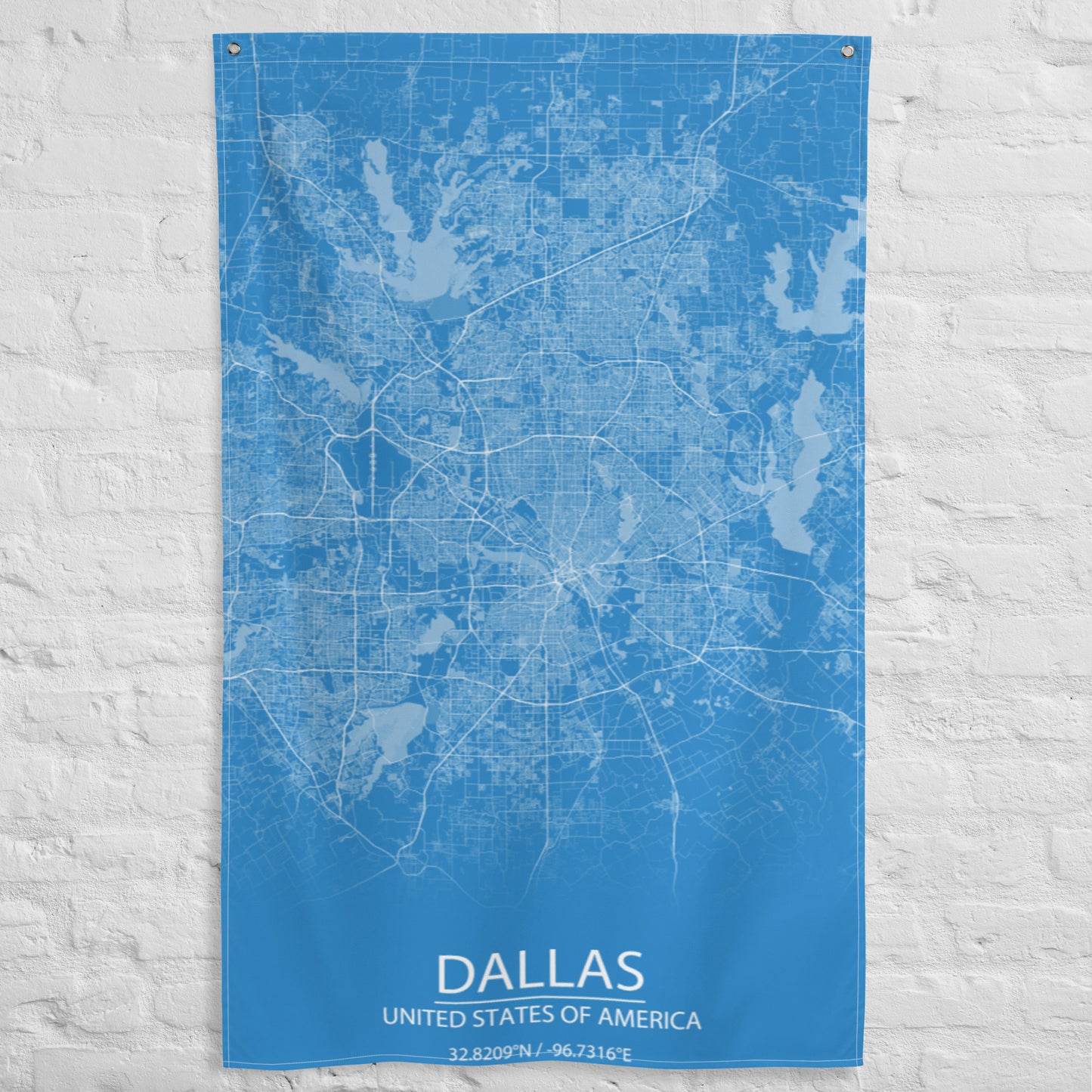 Dallas Blue and White Flag Map