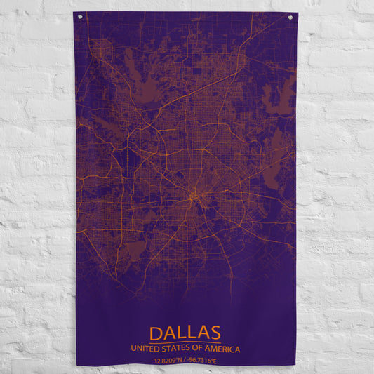 Dallas Purple and Orange Flag Map