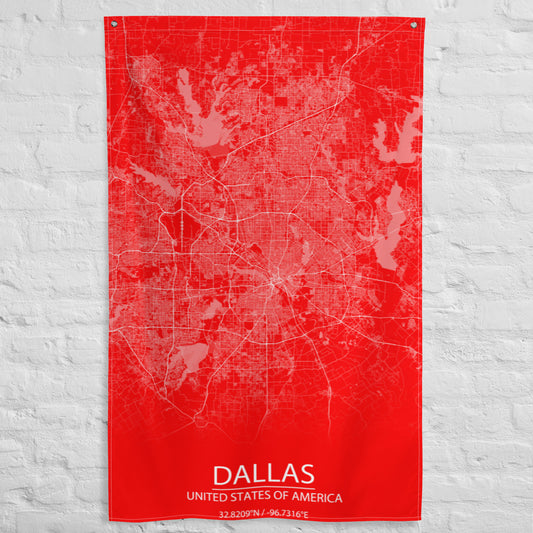 Dallas Red and White Flag Map