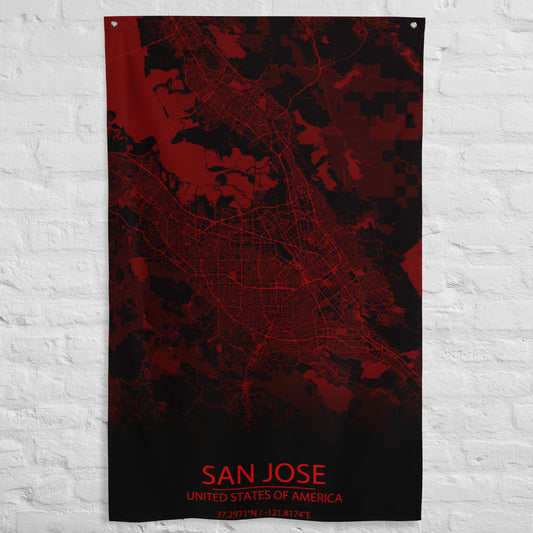 San Jose Black and Red Flag Map