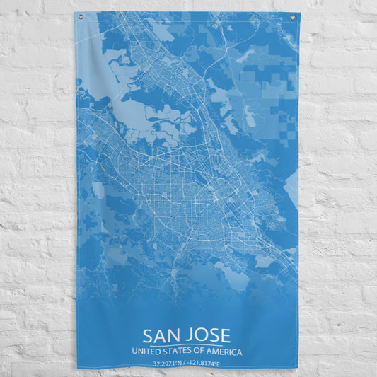 San Jose Blue and White Flag Map