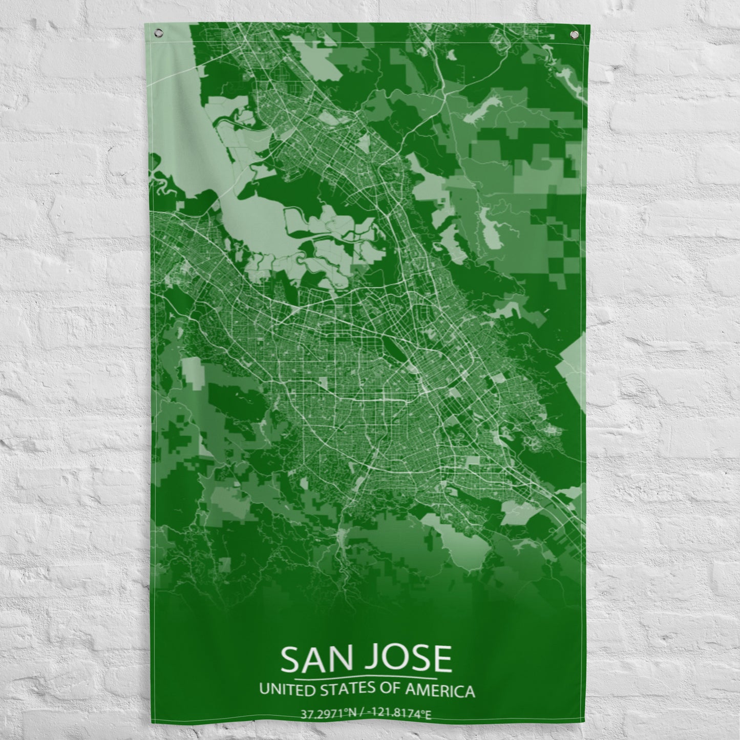 San Jose Green and White Flag Map