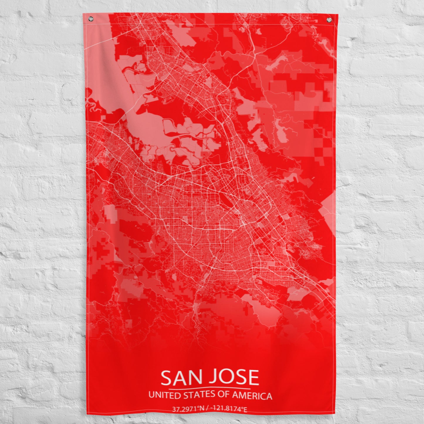 San Jose Red and White Flag Map