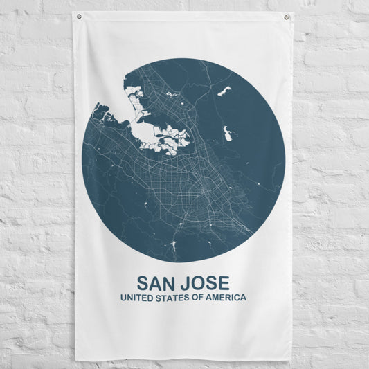 San Jose Circular Blue Flag Map