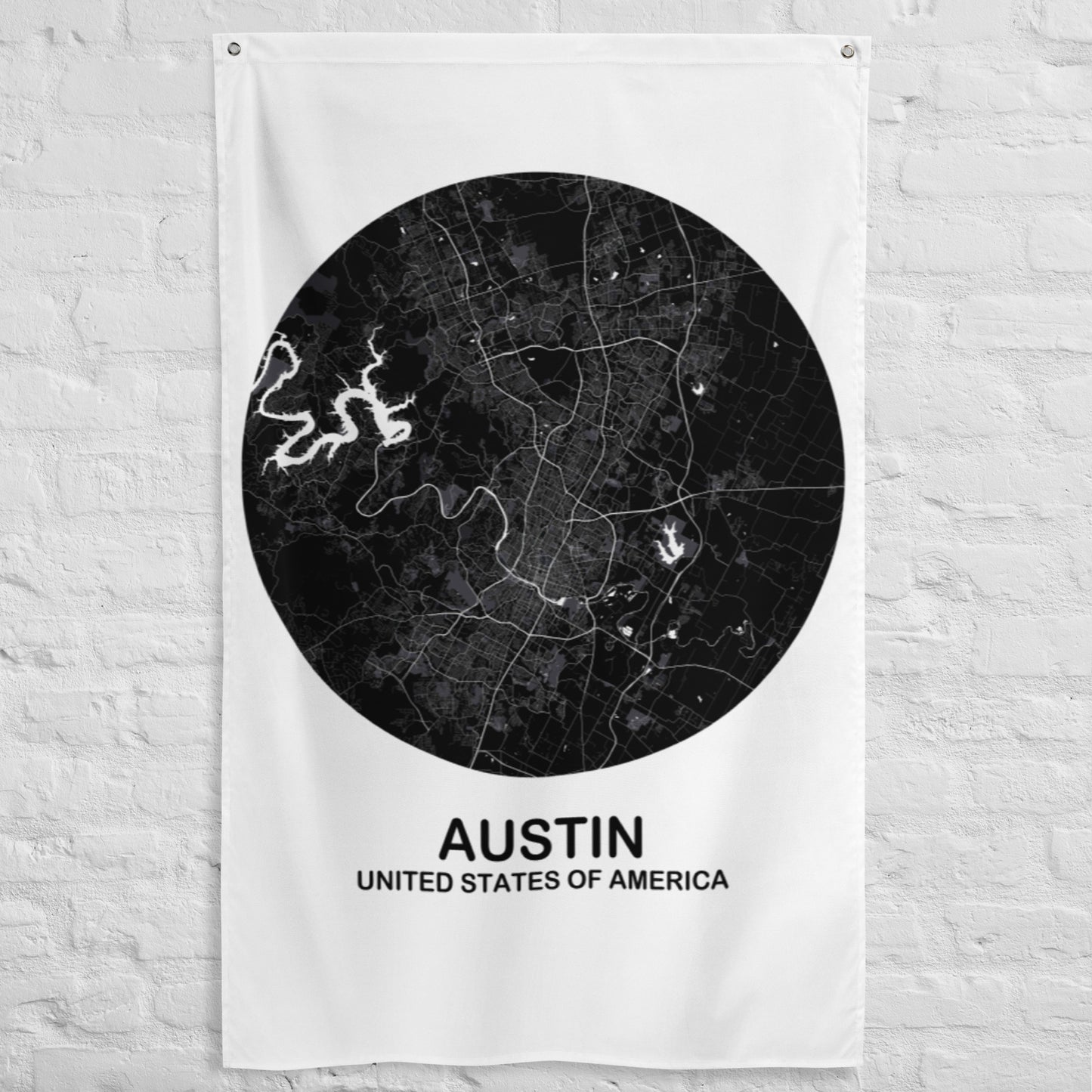 Austin Circular Black Flag Map