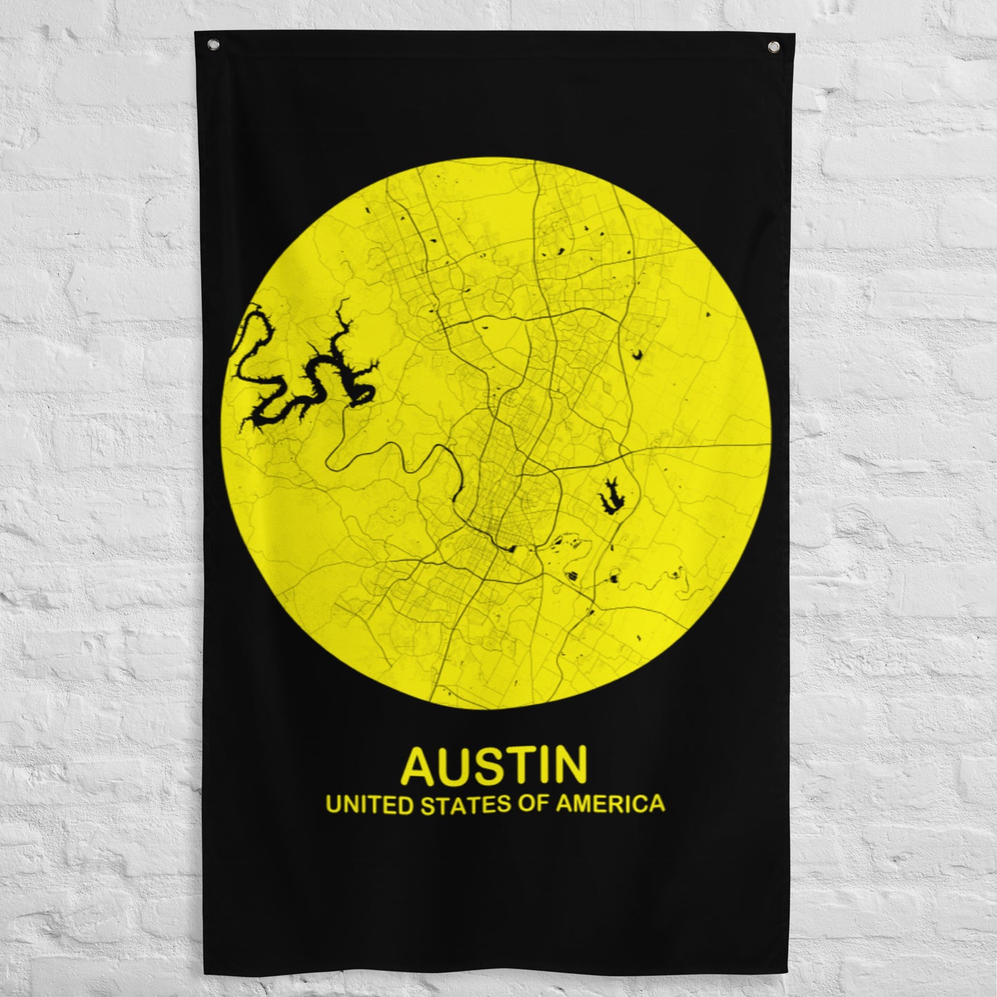 Austin Circular Yellow Flag Map