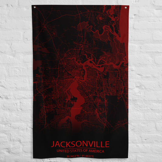 Jacksonville Black and Red Flag Map