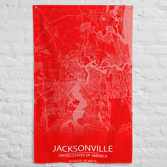 Jacksonville Red and White Flag Map